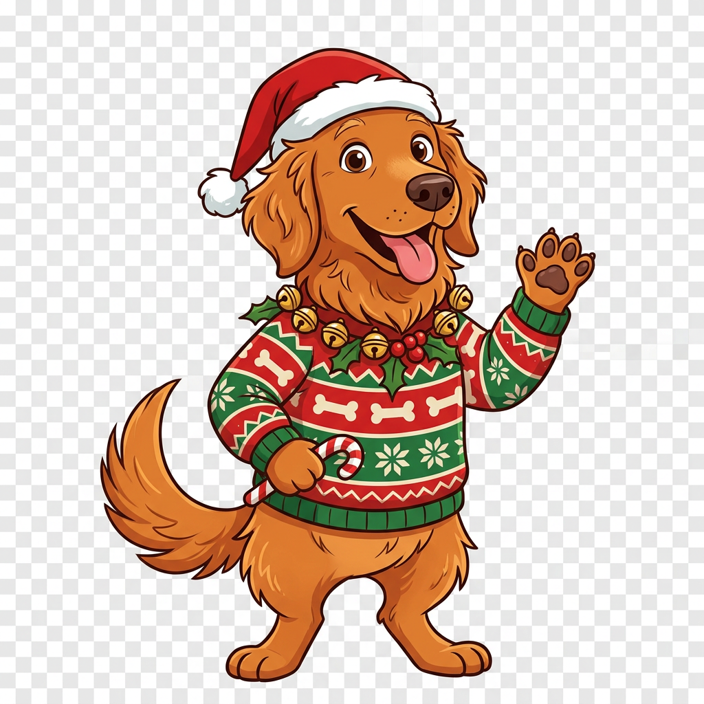 Penny the golden retriever waving next to the countdown